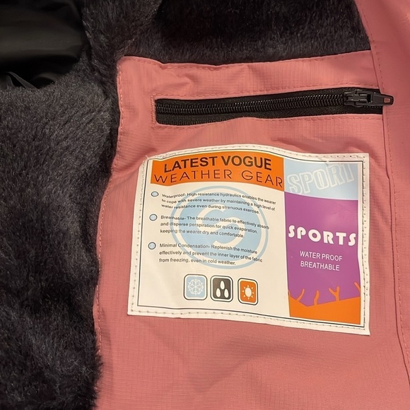 Suokeni Women's S Waterproof Ski Jacket Warm Removable Hood Pink jacket. NWOT - Picture 2 of 13